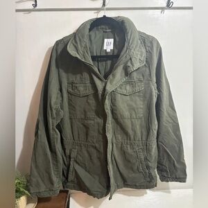 GAP Army Green Utility Hooded Zippered Jacket
